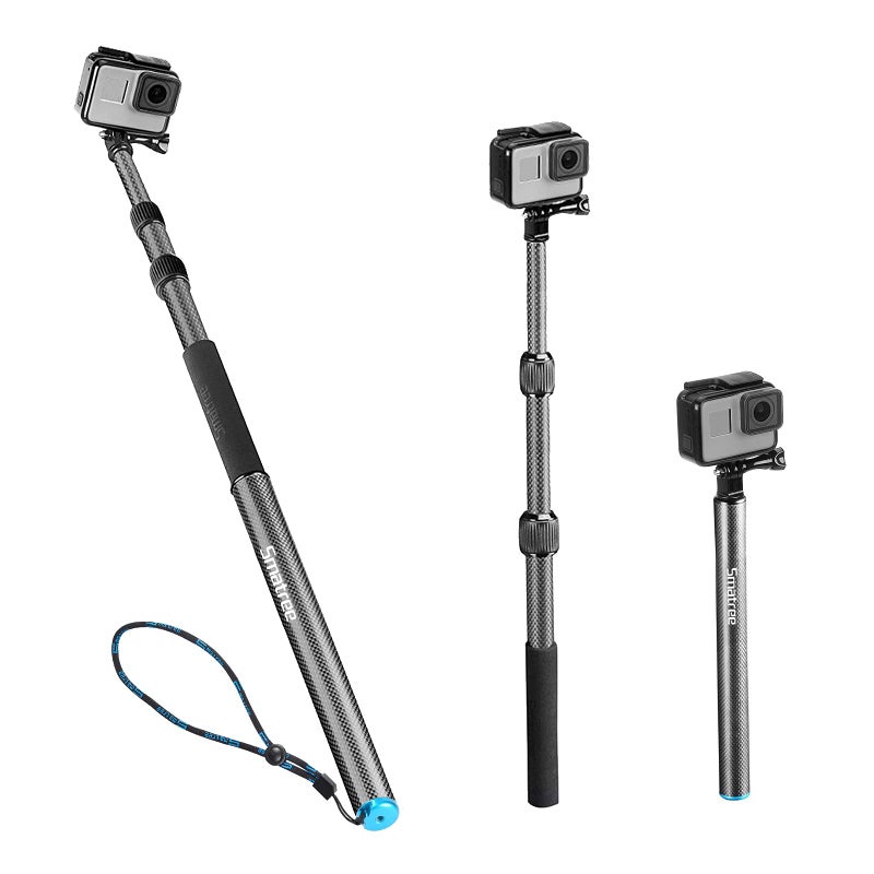 Smatree Carbon Fiber Detachable Extendable Floating Pole Selfie Stick Compatible for GoPro Hero 13/12/11/10/9/8/7/6/5/4/3 Plus/3/Session/GoPro MAX/AKASO EK7000,DJI OSMO Action 5 Pro /4/3/2 Camera - Image 1